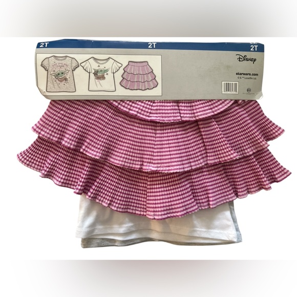 NWT Disney Star Wars The Mandalorian 3 Piece set top shirt skirt Baby yoda 2T - Picture 3 of 8